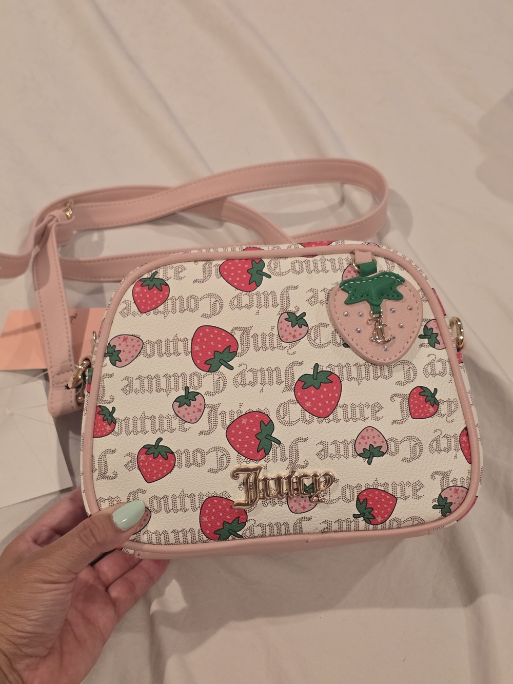 Juicy Couture Pink Strawberry Print Crossbody Bag